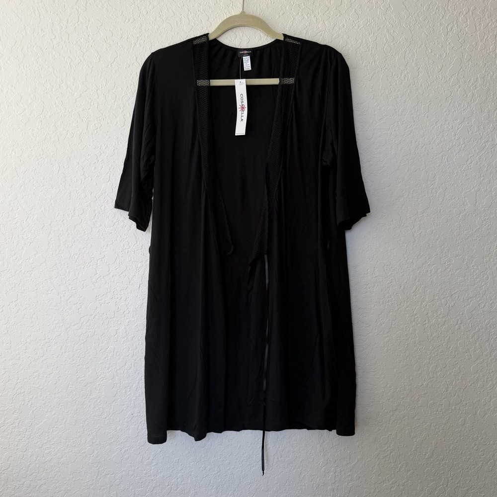 NWT Cosabella Robe Women's Size Small Black NO BELT *FLAW* Cotton Blend Lounge
